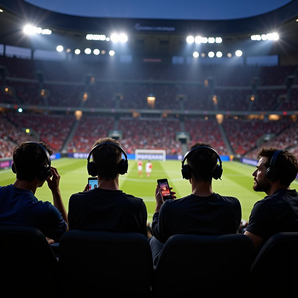 Fans Listening to Live Football Commentary on Mobile Devices