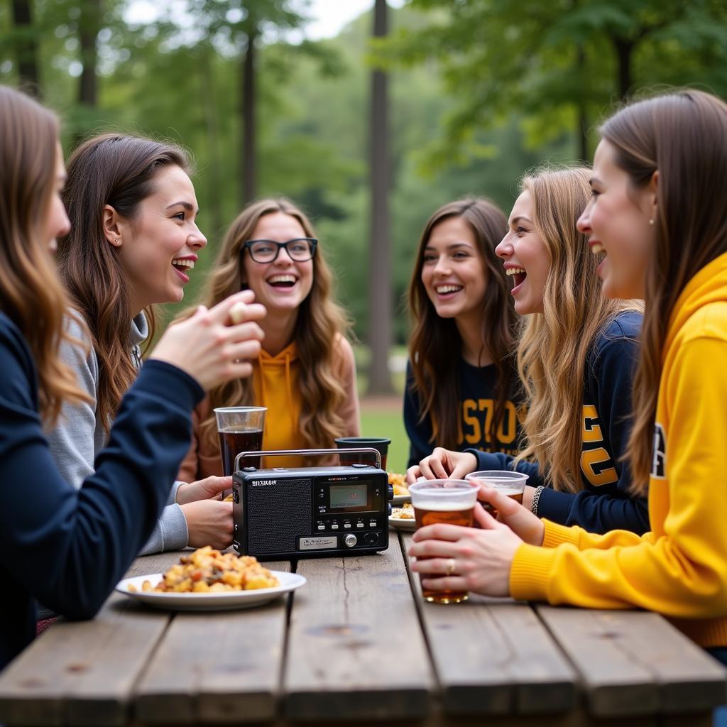 Fans Listening to Bison Football on Radio