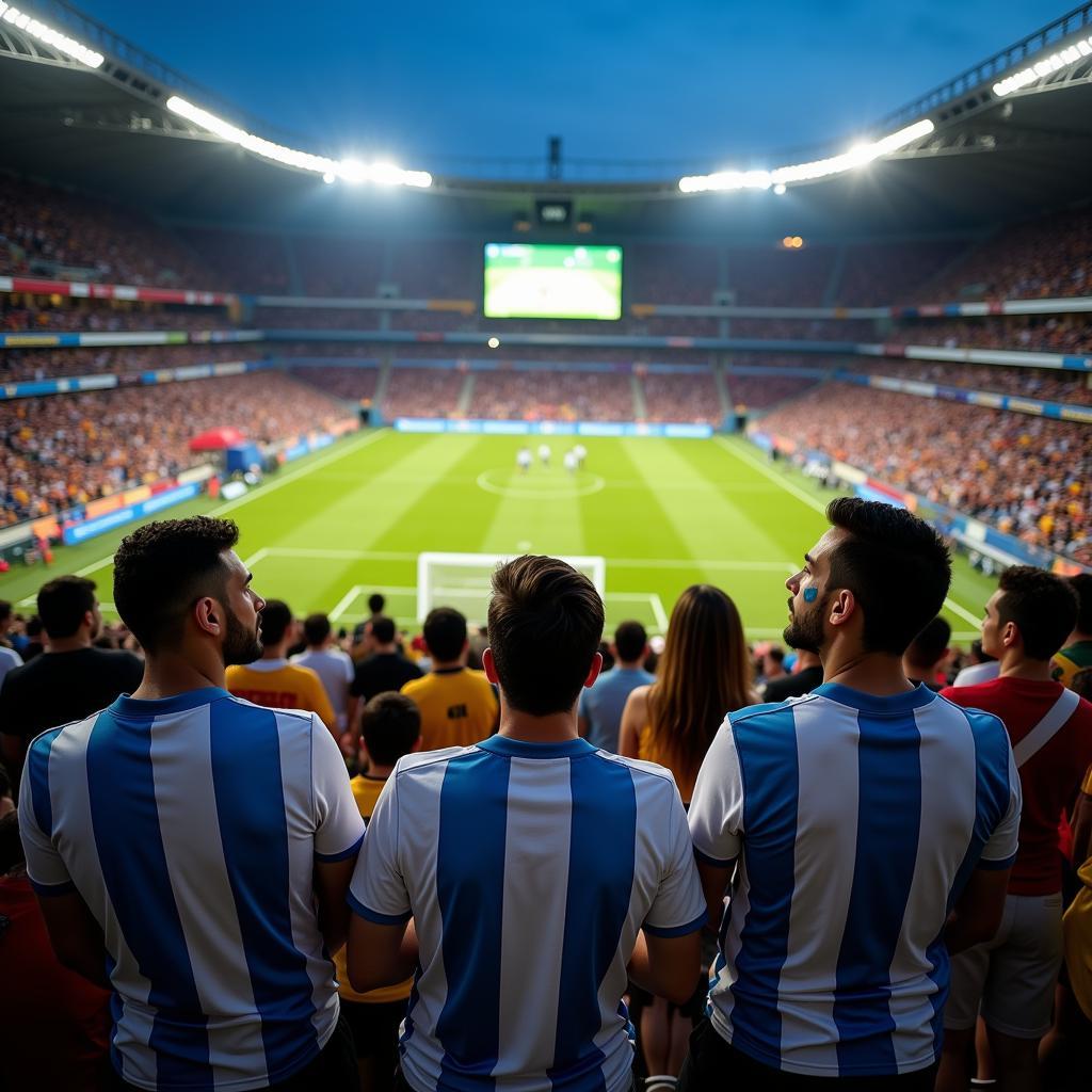 Fans around the world watch the Argentina-Colombia game.