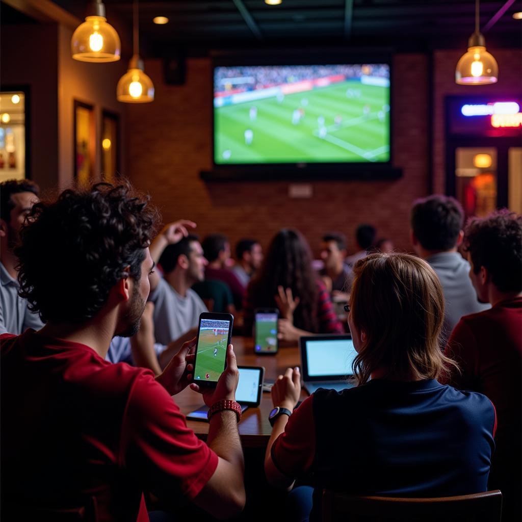 Fans Watching Football on Mobile Devices