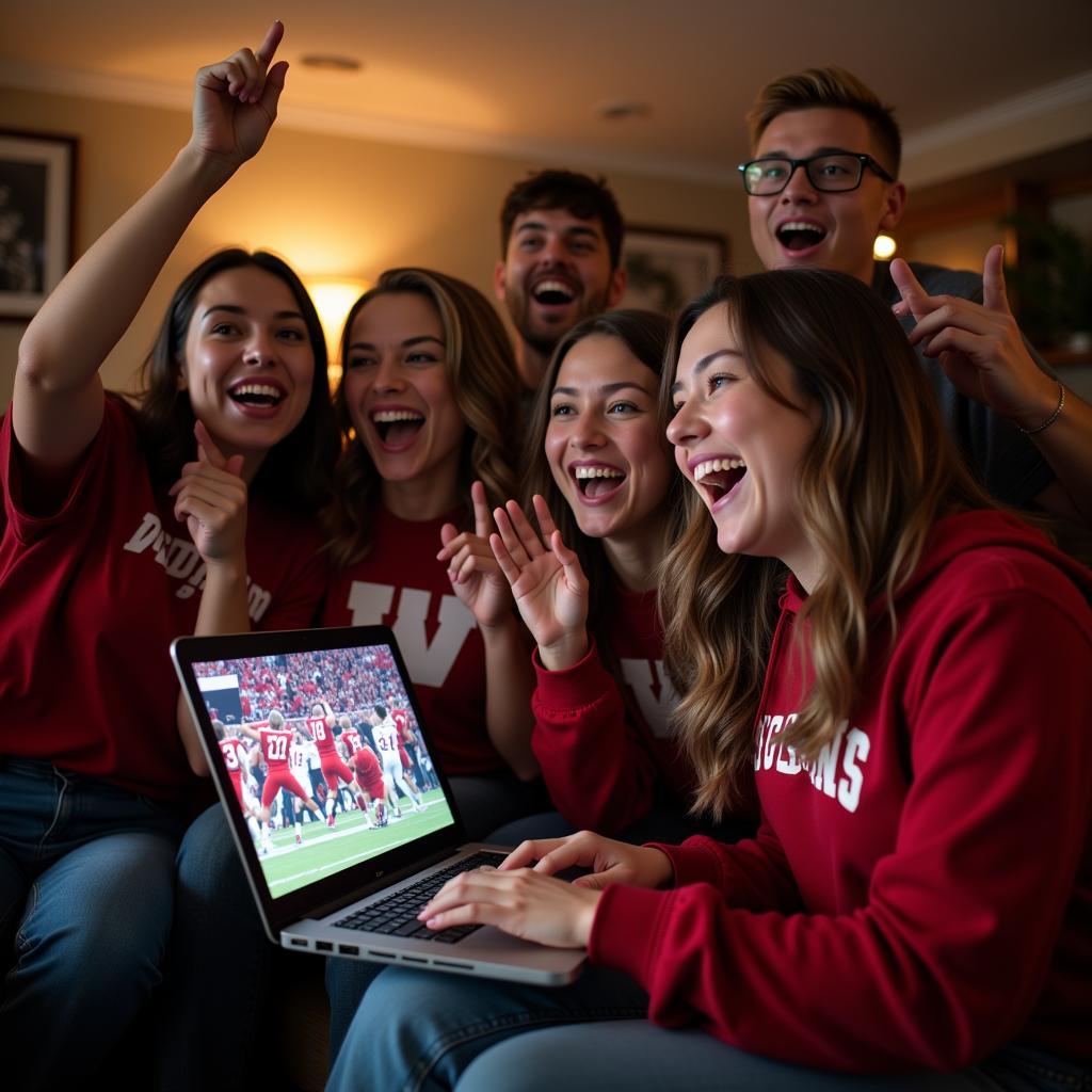 Fans Watching Wisconsin Badgers Football Live Stream Together