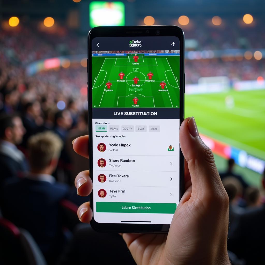 Fantasy Football Live Substitutions on Mobile Phone