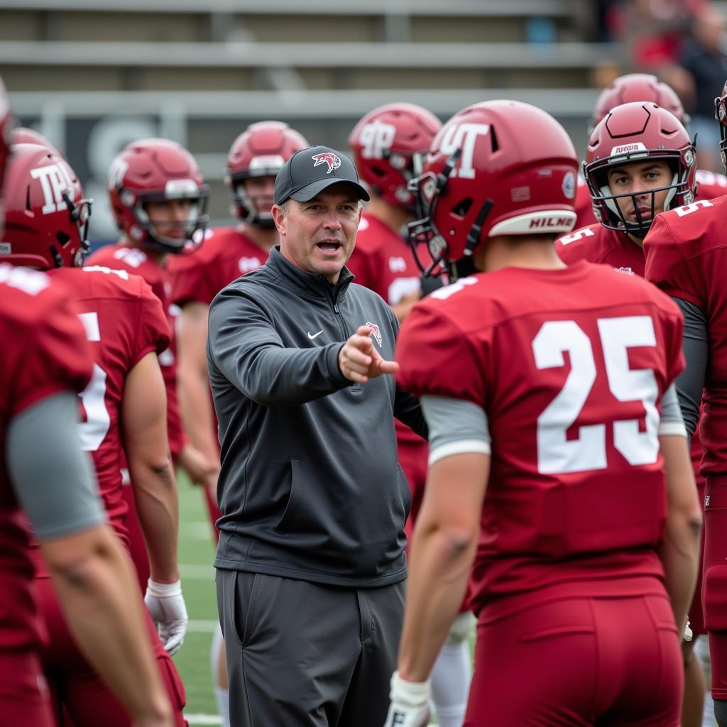 Fishers High School Football Coach Talking to Players