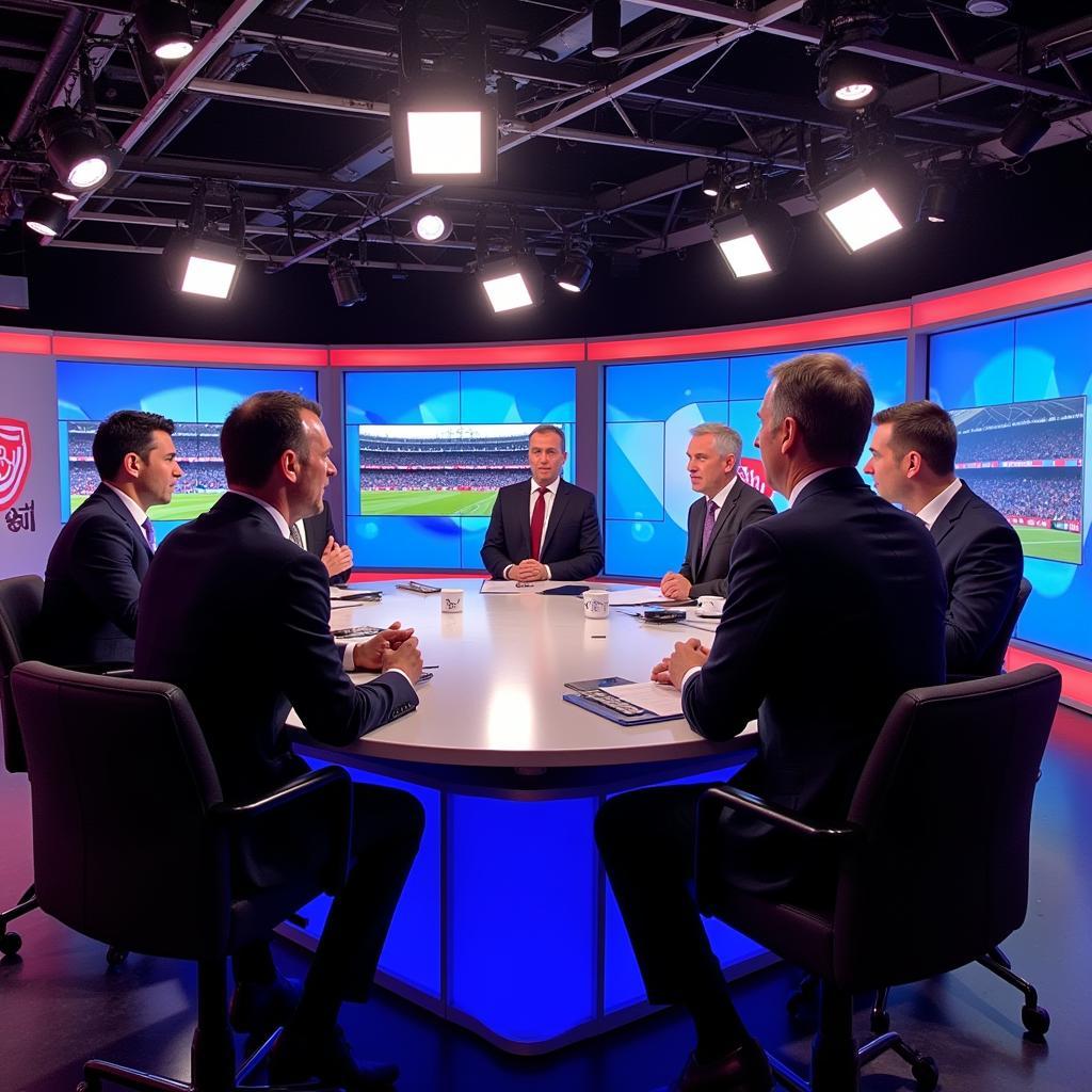 Five Live Football Presenters in the Studio