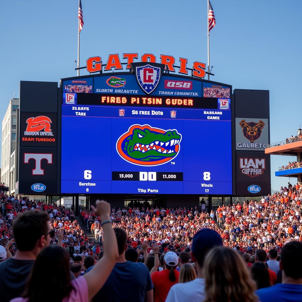 Florida Gators Live Score Displayed on Stadium Screen