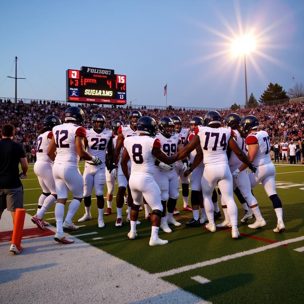 Folsom High School football team celebrating a victory