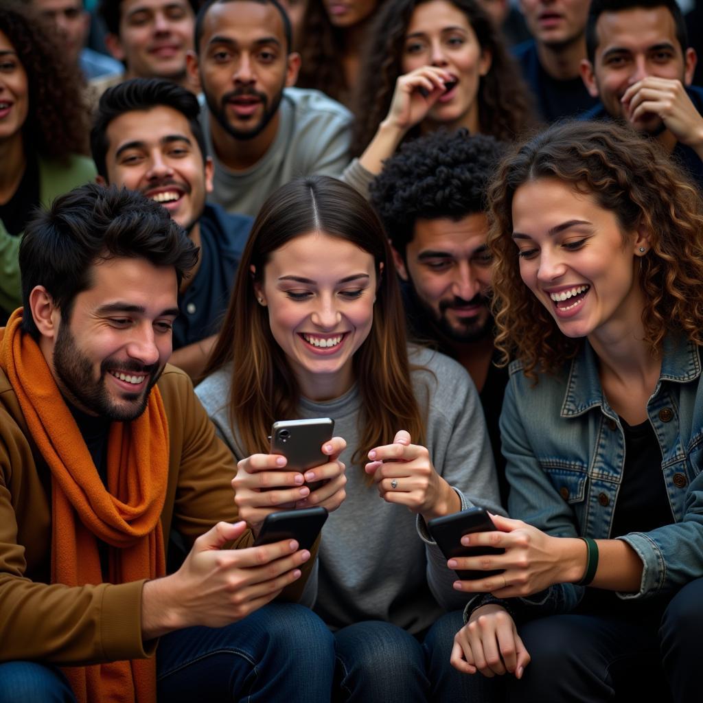 Football Fans Checking Live Scores