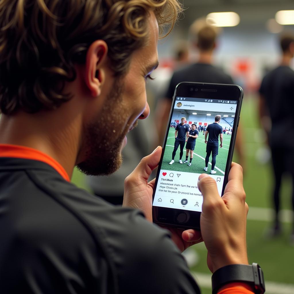 Football HD Live Instagram: Player interacting with fans during a live session