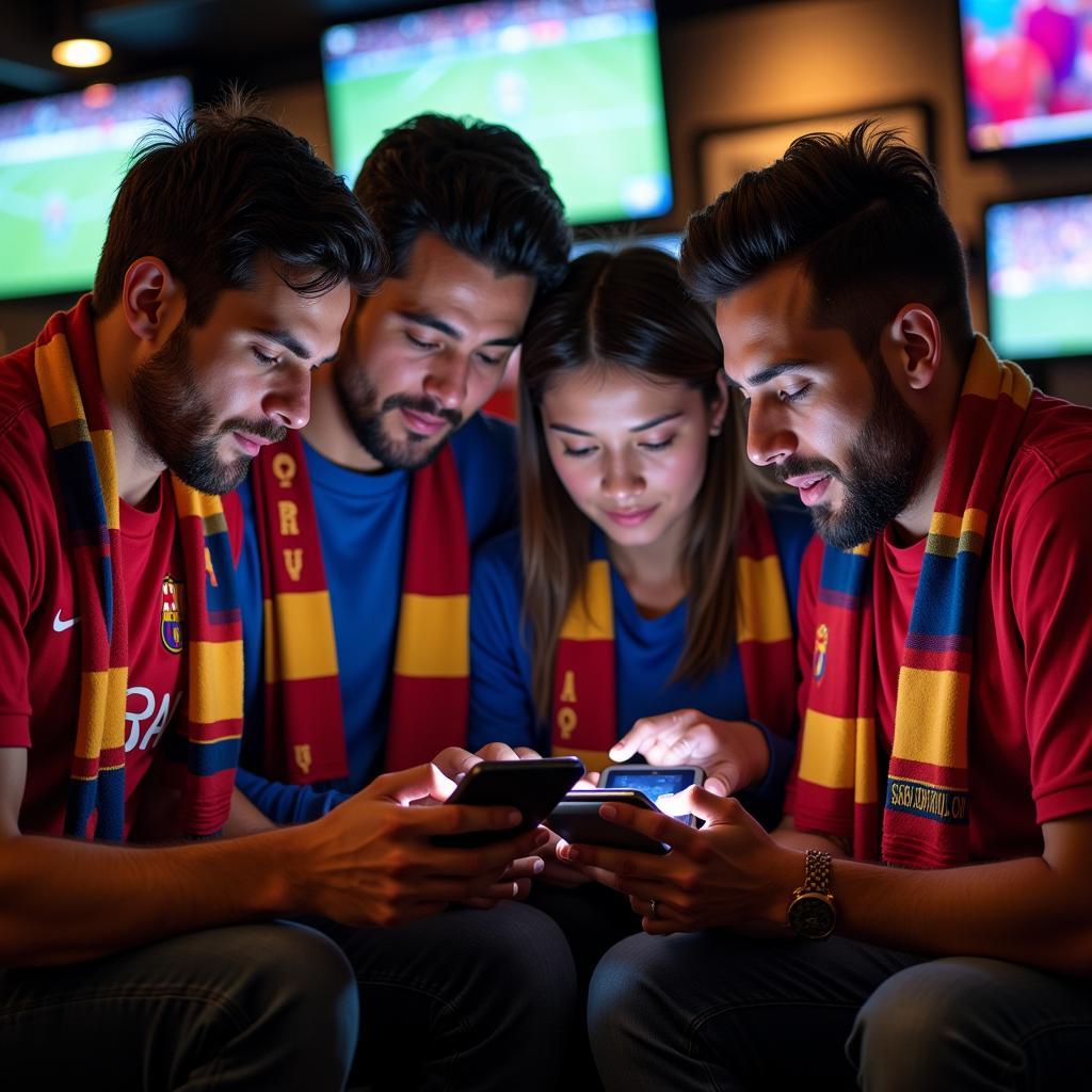 Fans eagerly checking the football live score today ISL on their mobile devices.