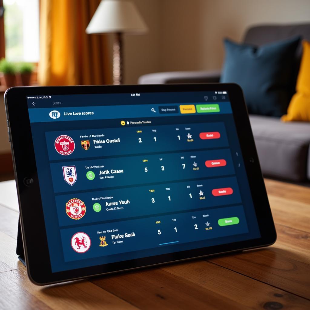 Football Live Scores on a Tablet