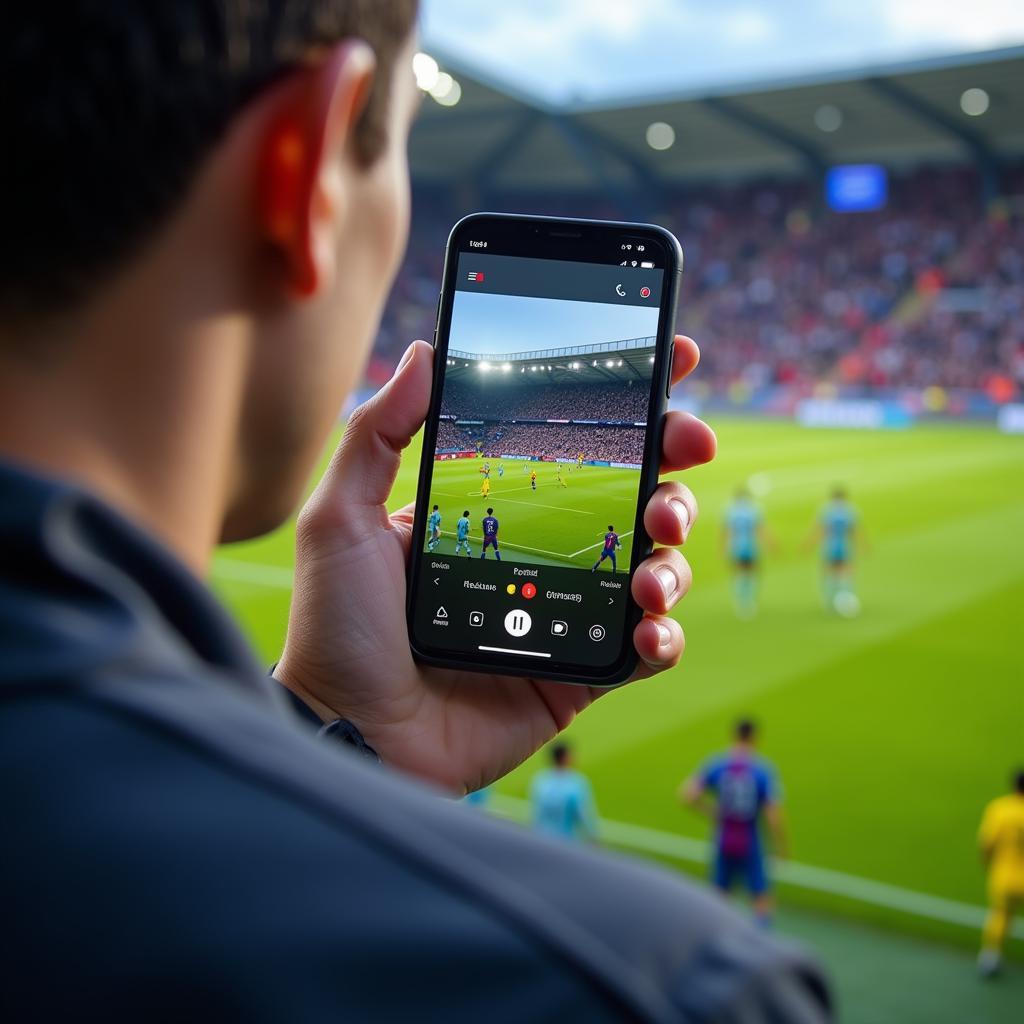 Watching football live on a mobile phone with a streaming app