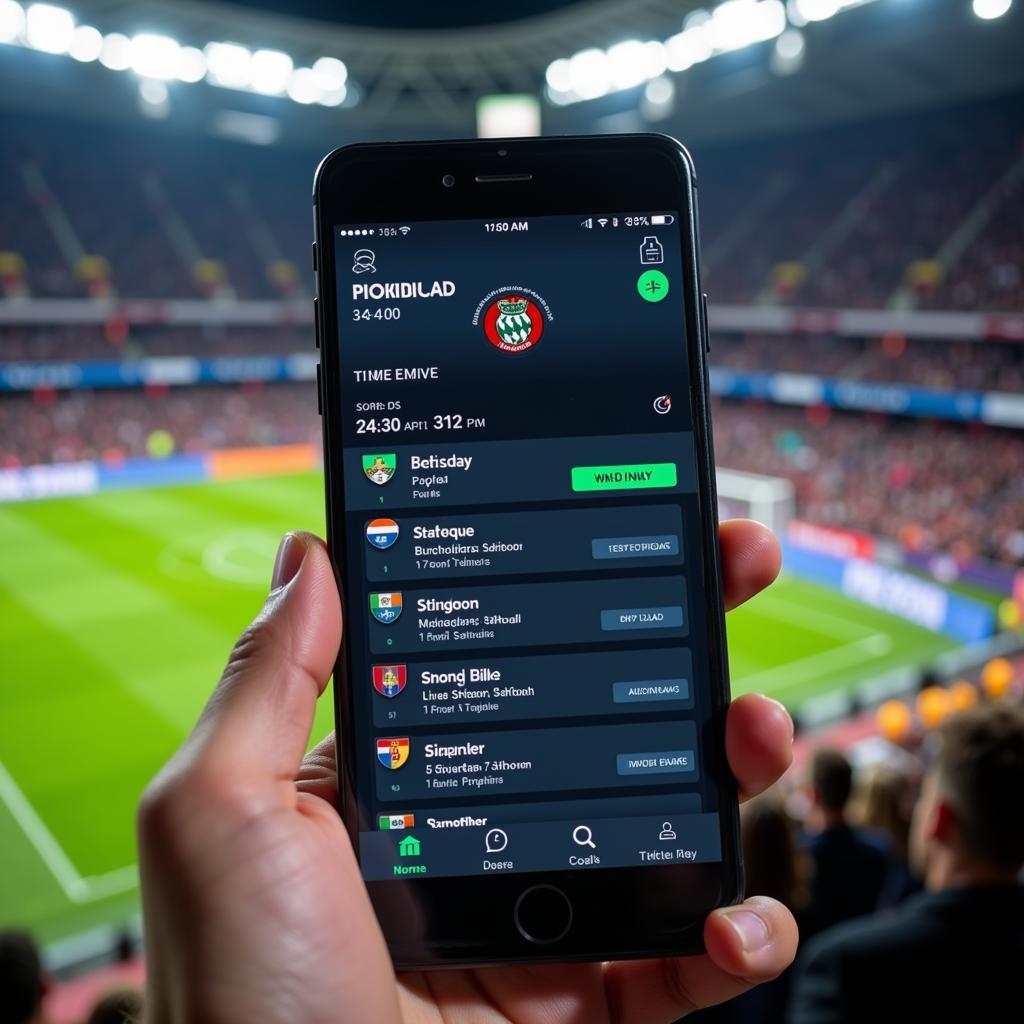 Real-time football updates on a mobile phone