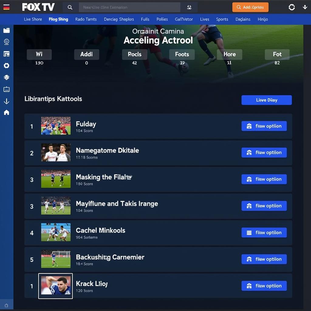 Fox TV Live Football Streaming Interface