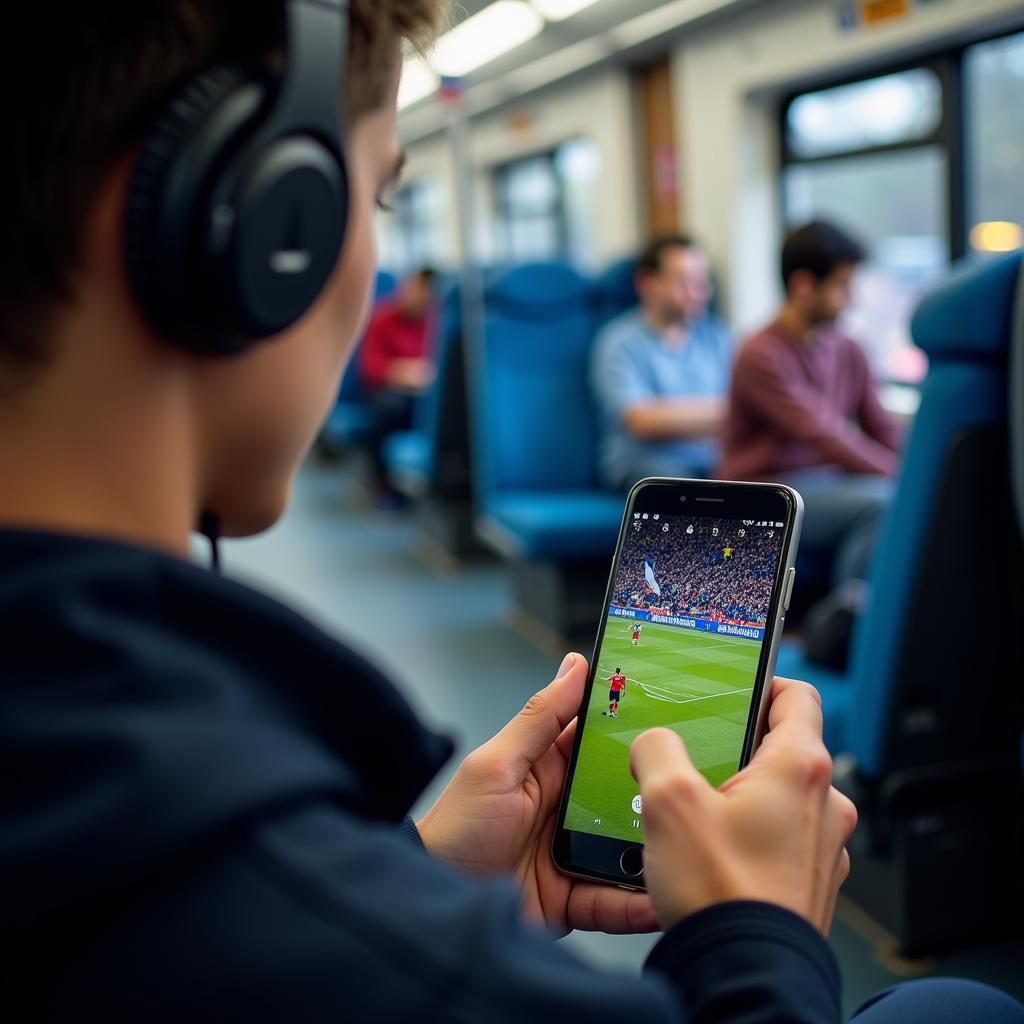 Watching a France football live stream on a smartphone