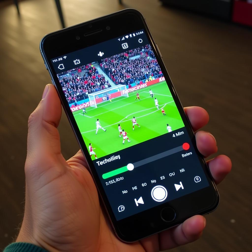 Live football match streaming on a free app on an iPhone