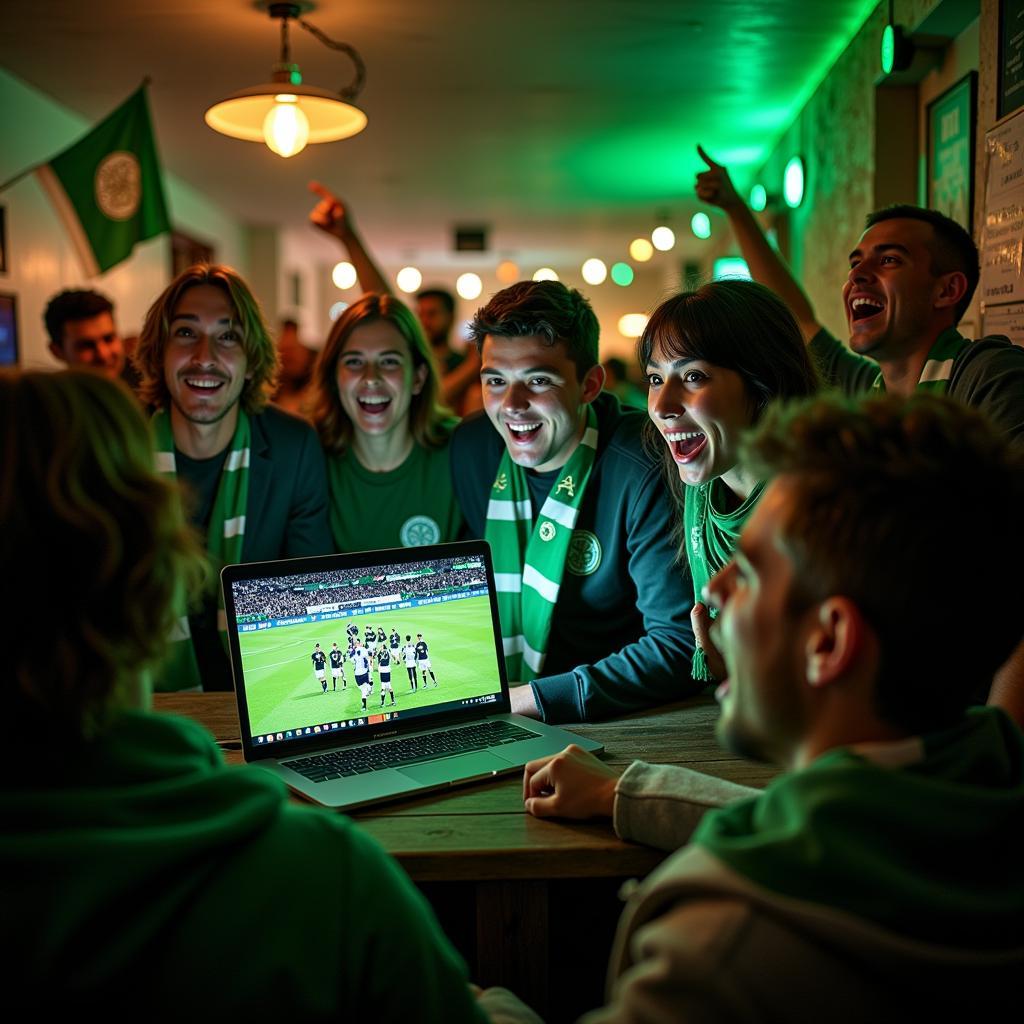 Celtic Fans Watching a Live Stream