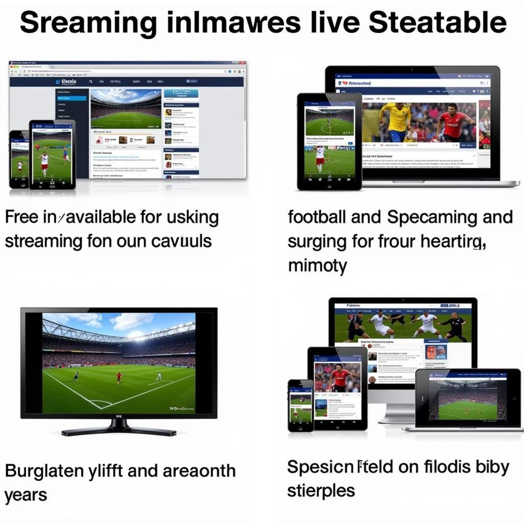 Screenshots of various free live streaming football platforms.