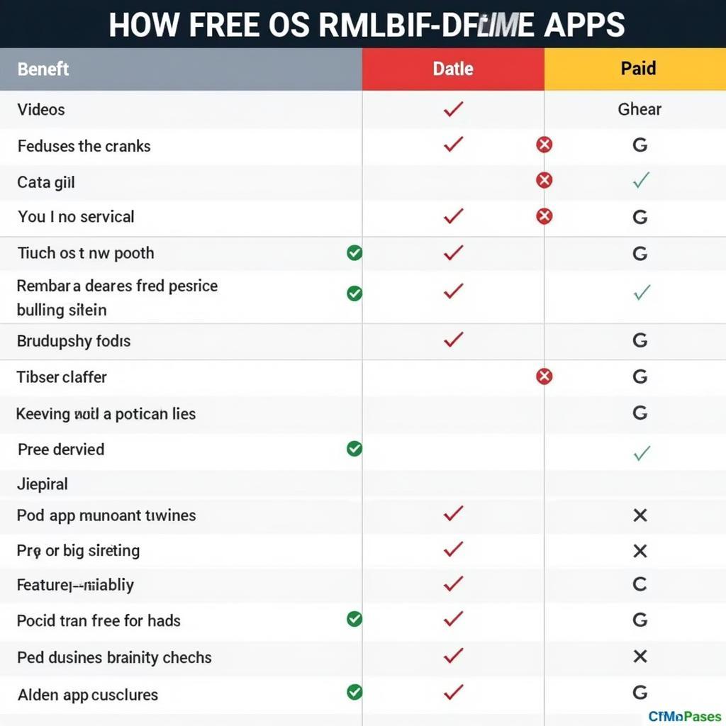 Comparison chart of free vs paid football live streaming apps.