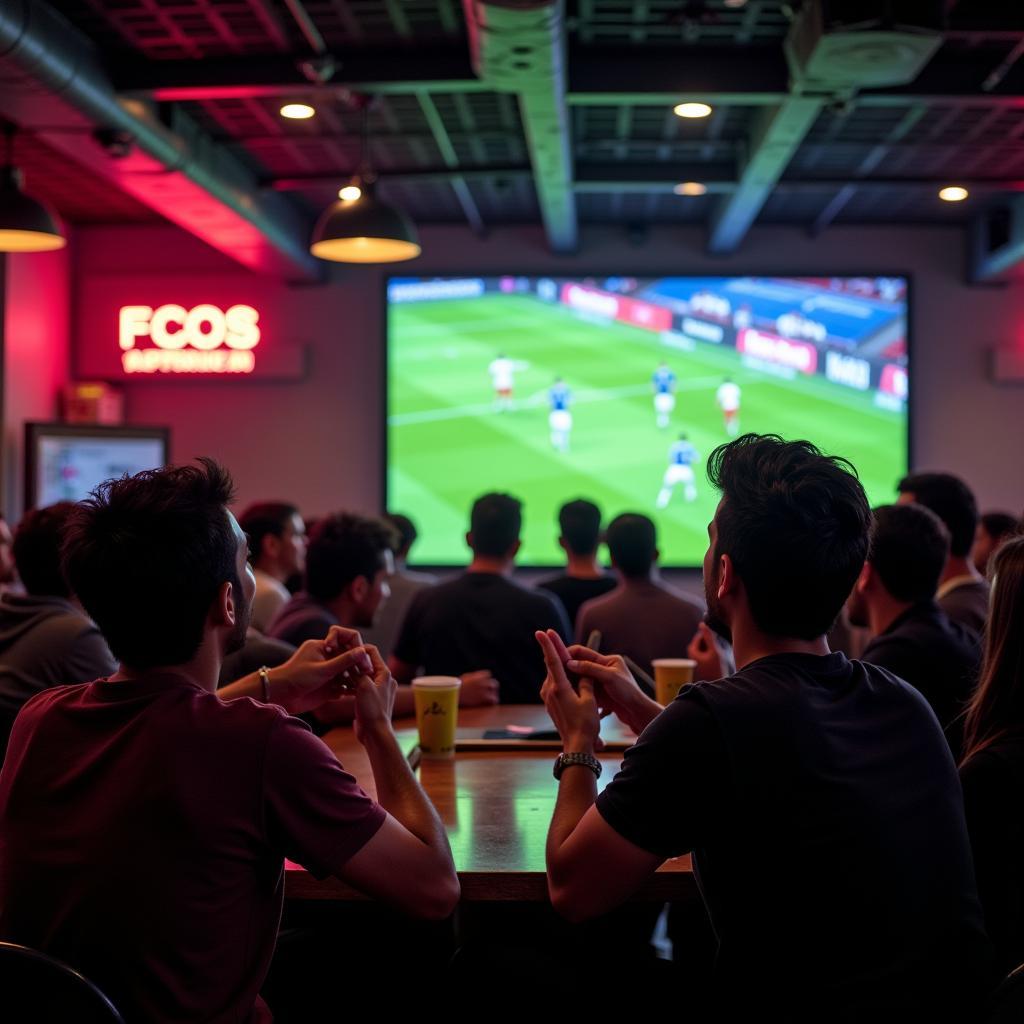 Friends watching football together in India