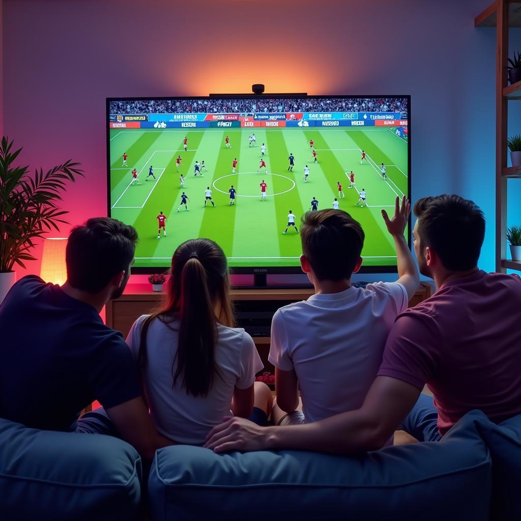 Friends Watching Live Football Match Online Together