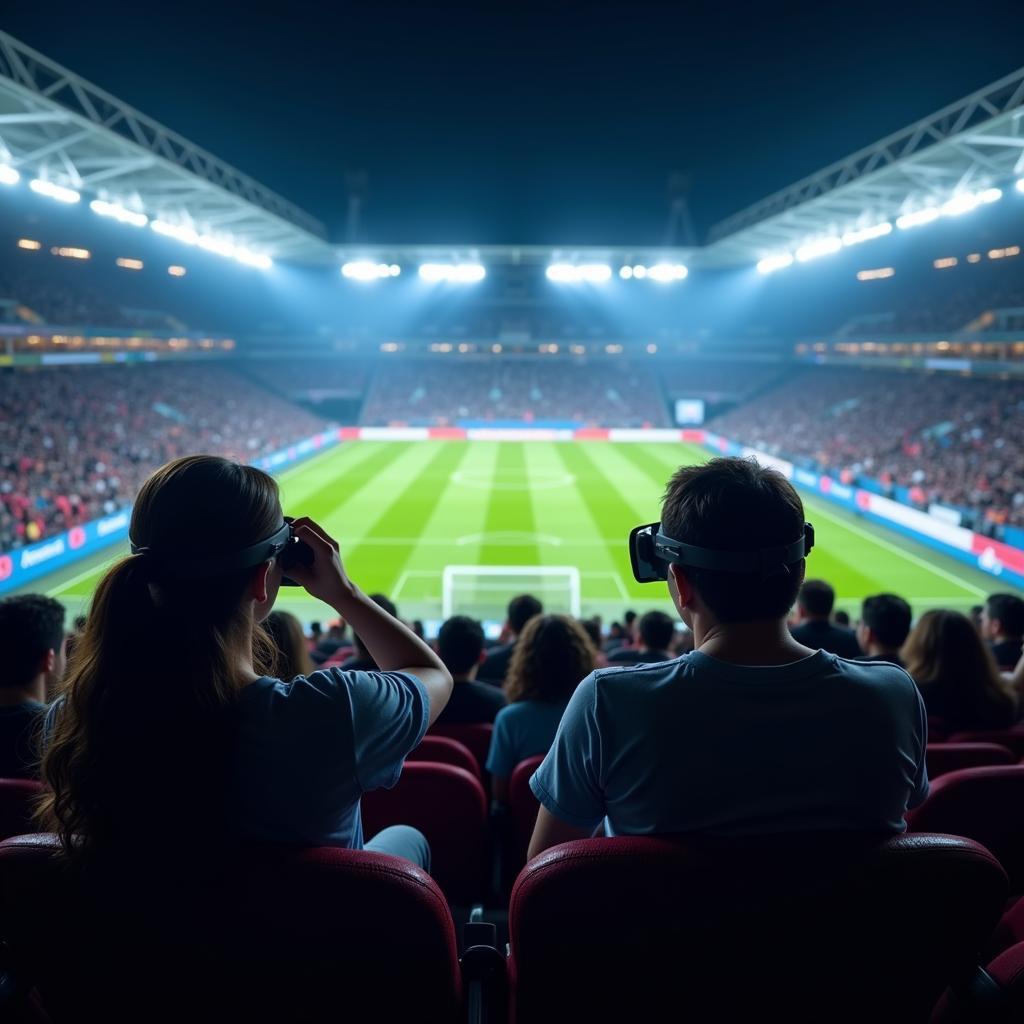 Fans experiencing AFF football live stream through VR headsets