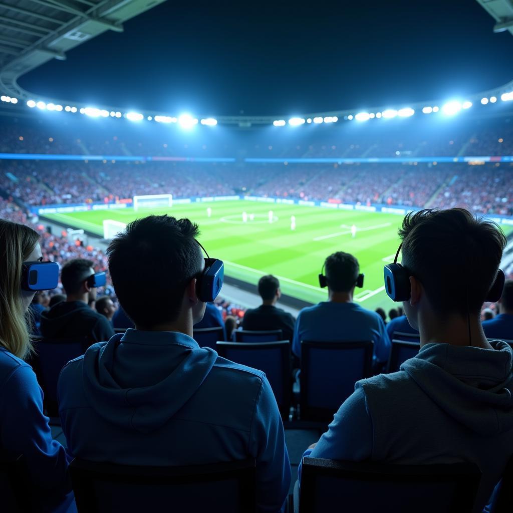 Fans experiencing a Manchester City live match through VR technology