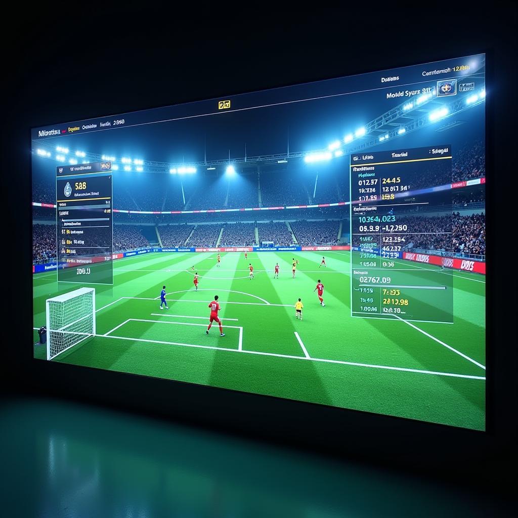 Futuristic interface with augmented reality features for watching football