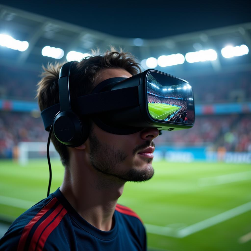 VR Headset Showing Football Match