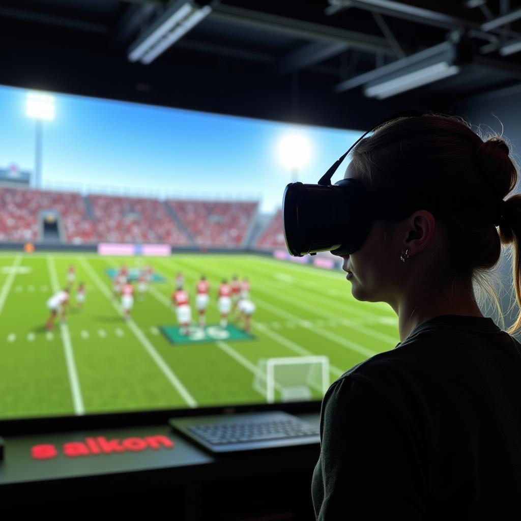 A futuristic representation of watching Fort Osage High School football through VR goggles.