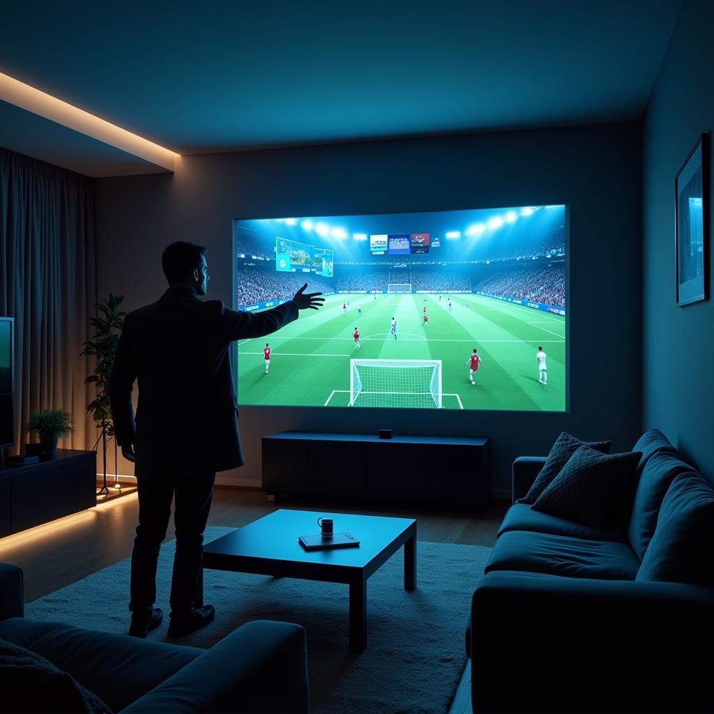 Conceptual image depicting the future of free live football streaming with advanced technologies.