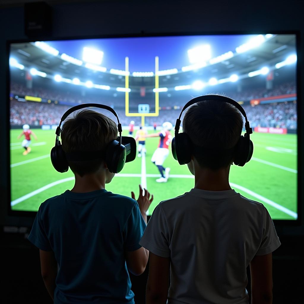 Kids experiencing youth football in VR