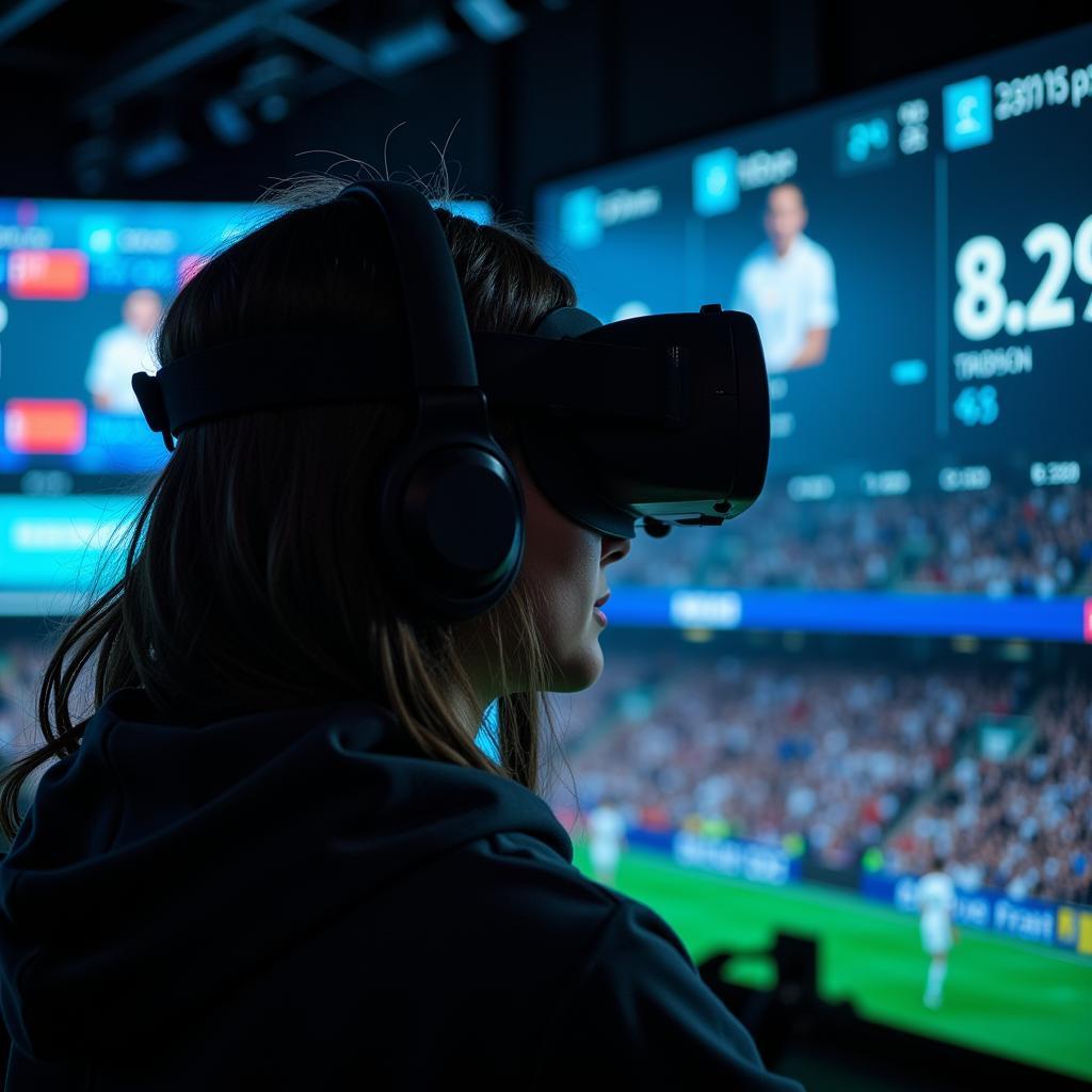 A person experiencing live scores in a virtual reality environment