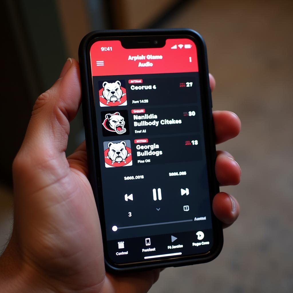 Georgia Bulldogs App Live Audio Streaming Interface