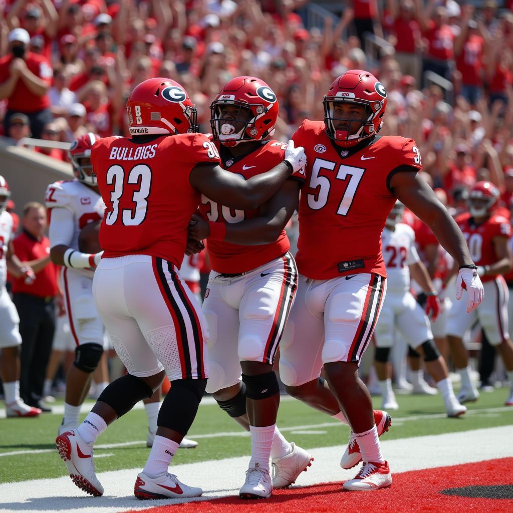 Georgia Bulldogs Celebrating Touchdown