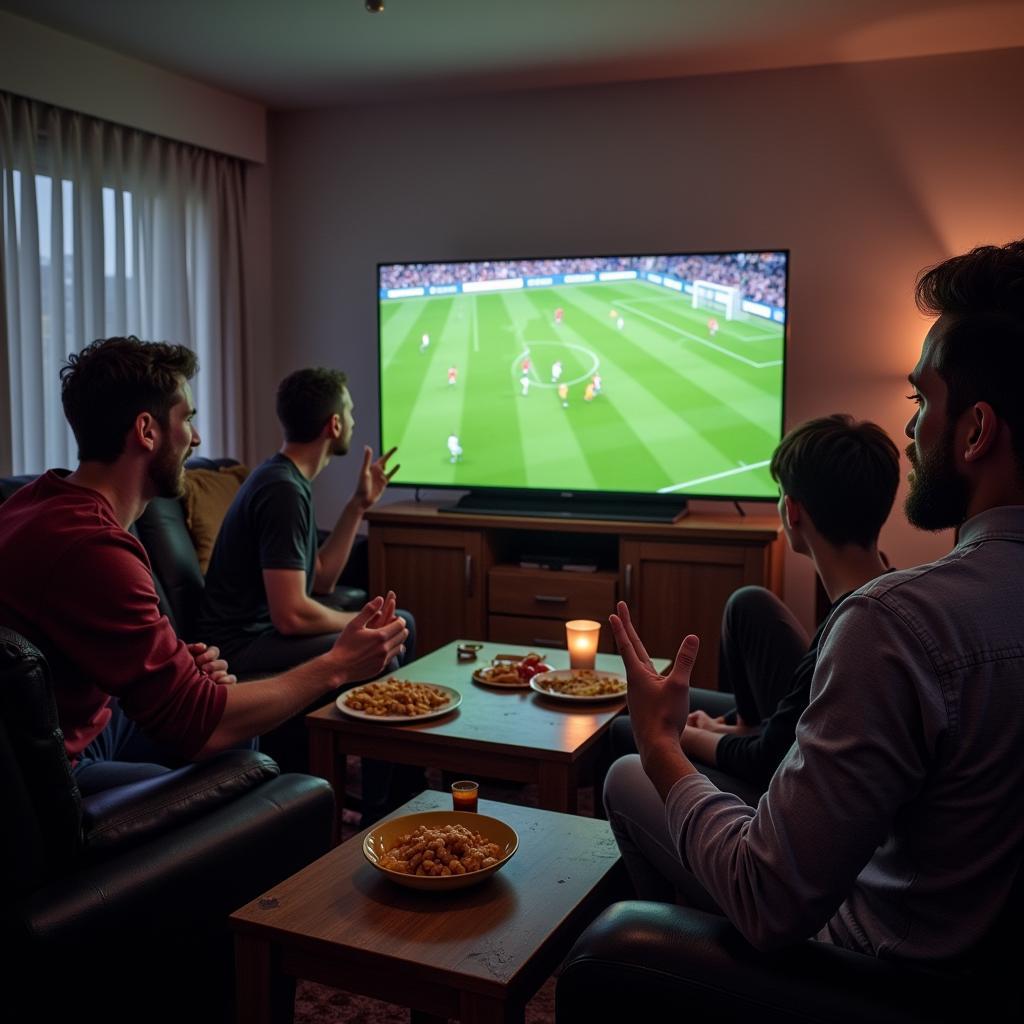 Friends Watching Football Live Online Together