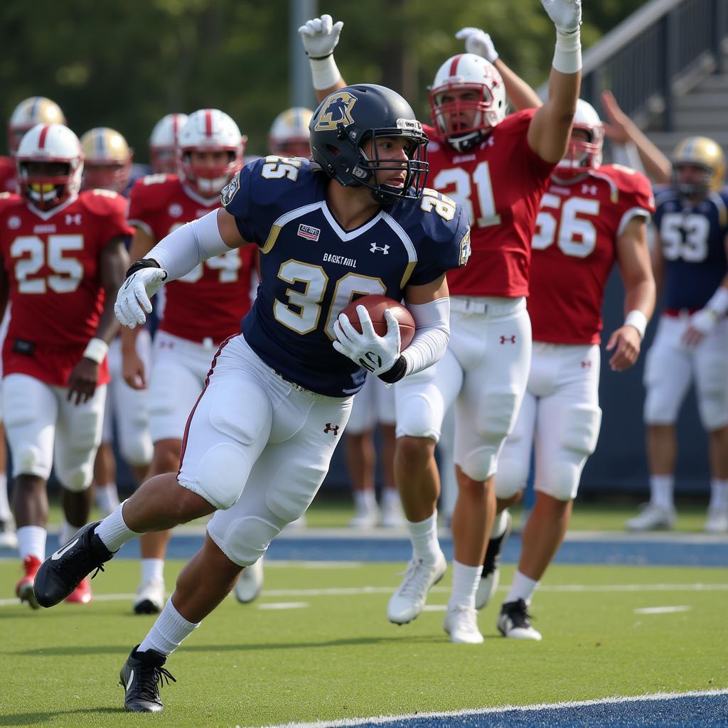 High School Football Player Scoring a Touchdown