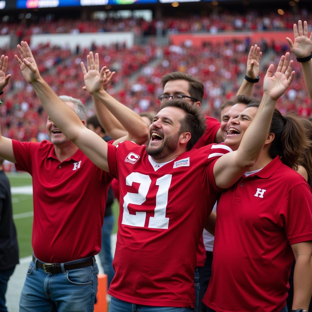 Husker Football Fans Celebrating Touchdown