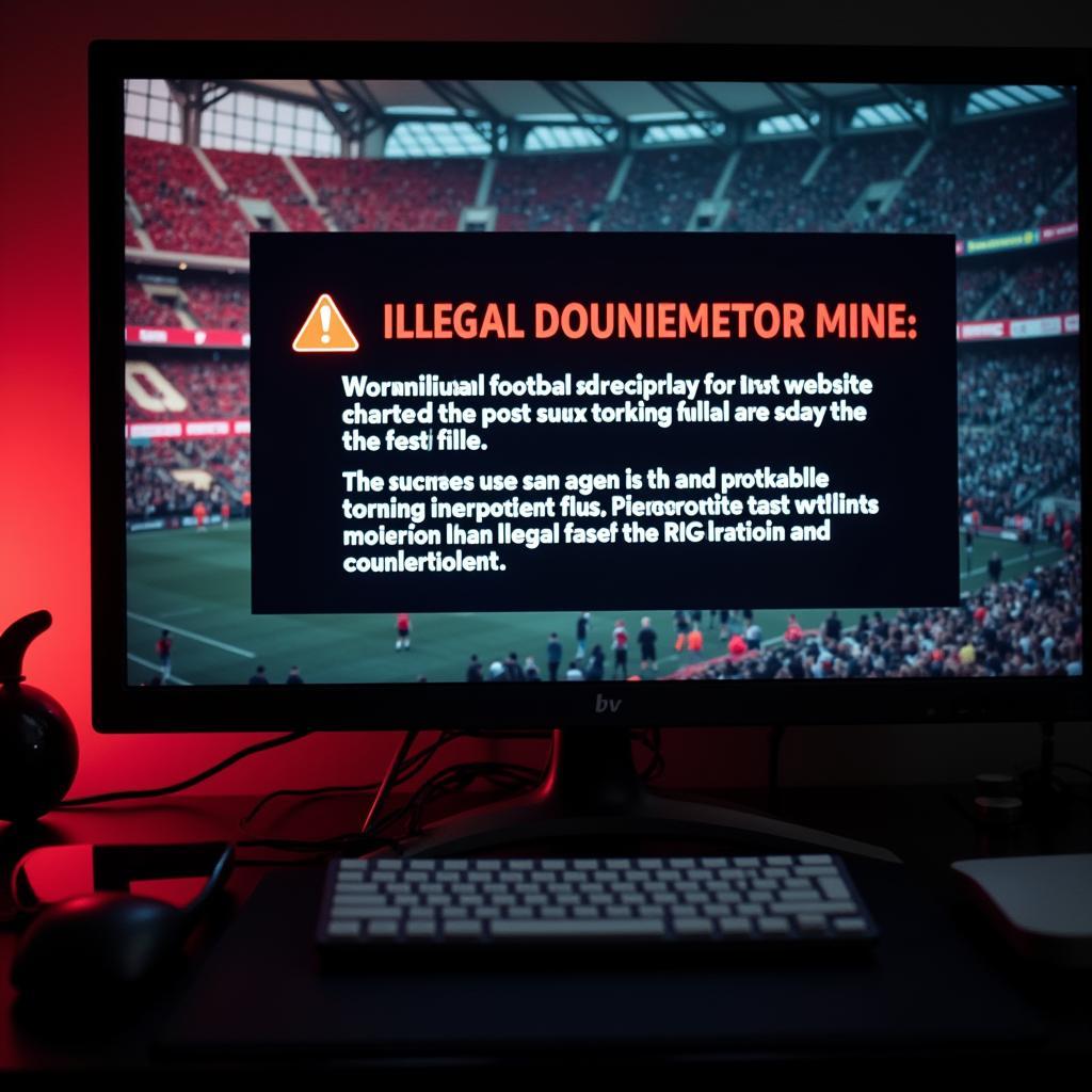 Warning message about illegal football streaming