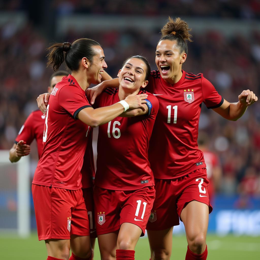 Lebanese players celebrating a goal