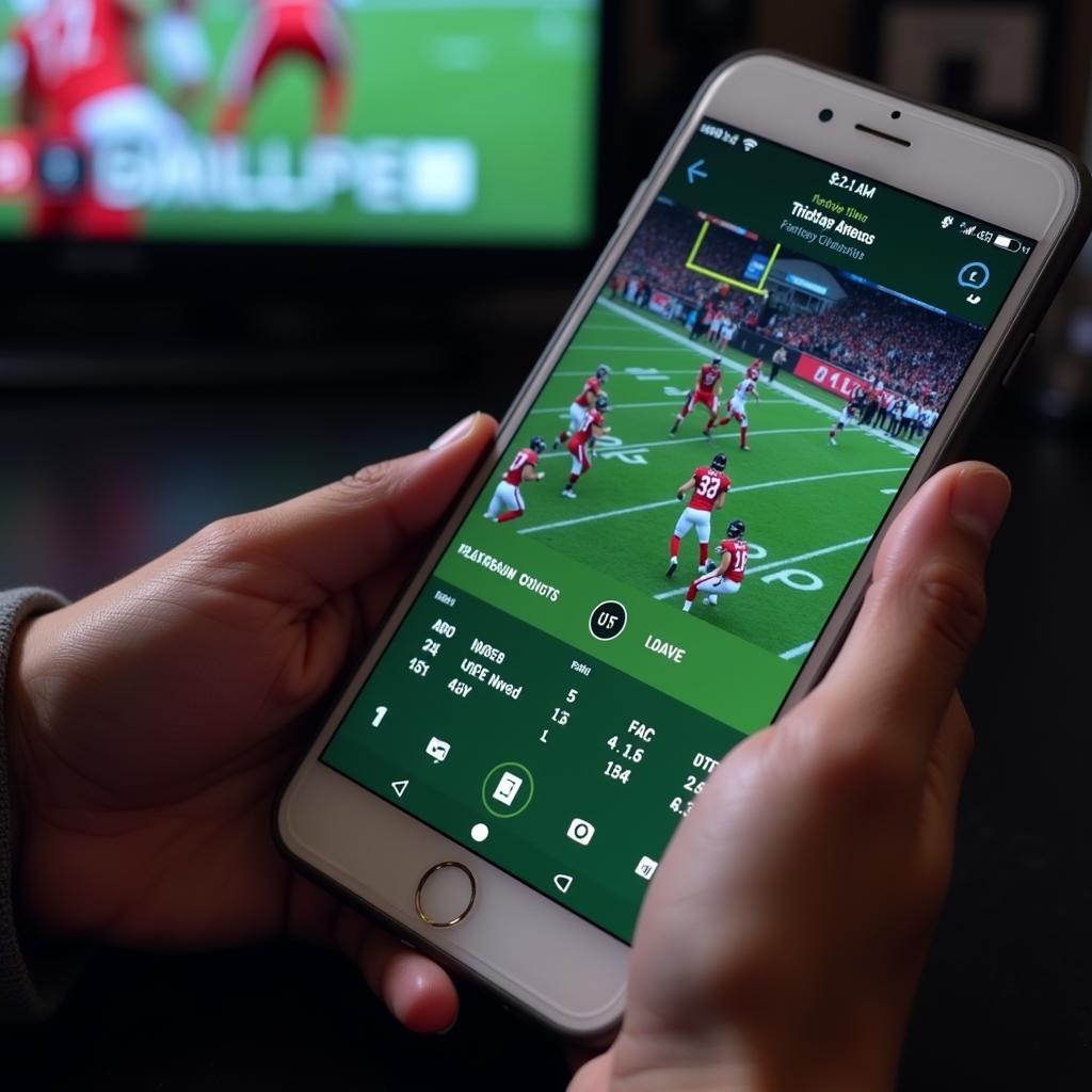 Live fantasy football updates on a smartphone