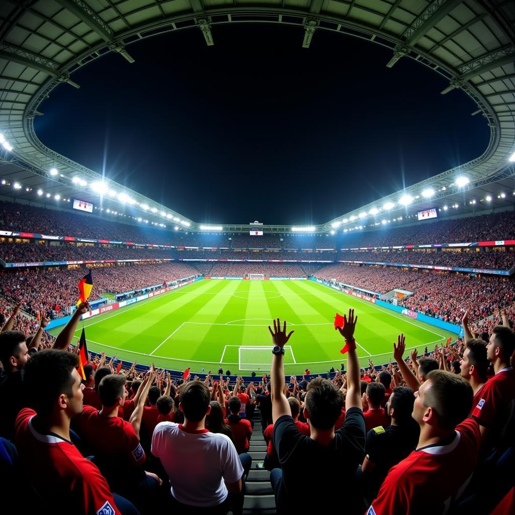 The electrifying atmosphere inside a stadium during a live football Euro match