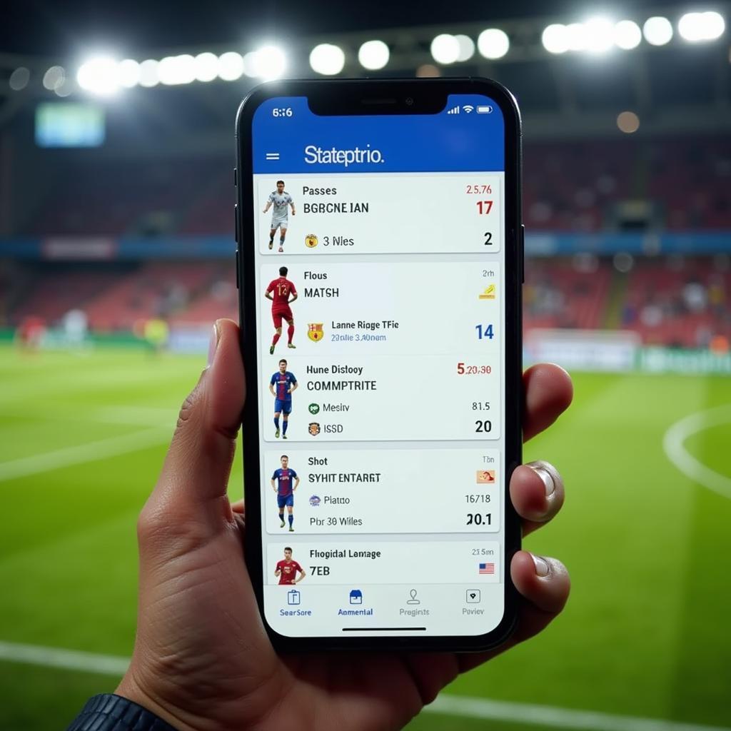 Live Football Player Stats Display on Mobile Device