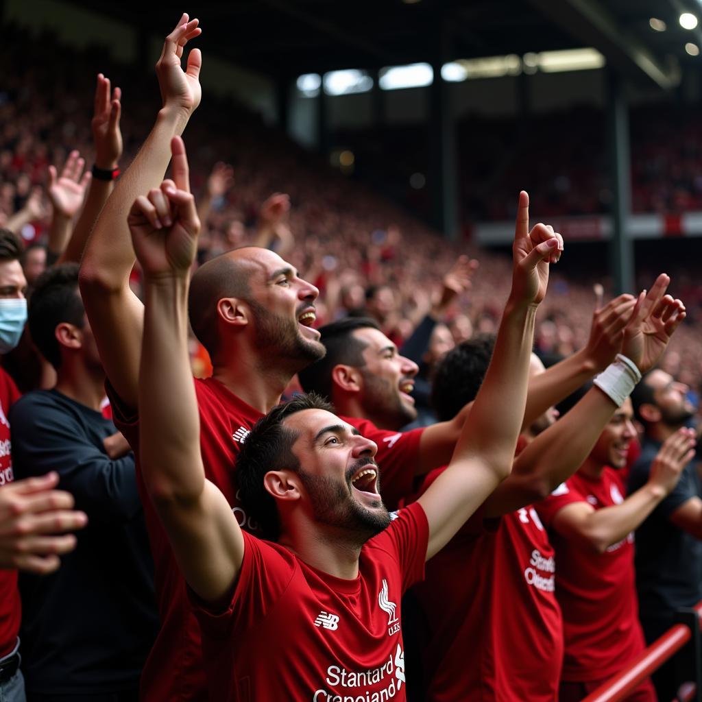 Liverpool fans celebrating a goal