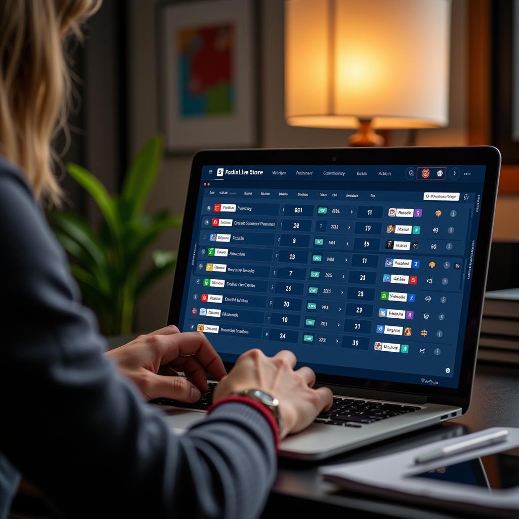 Live Football Score Updates on Laptop