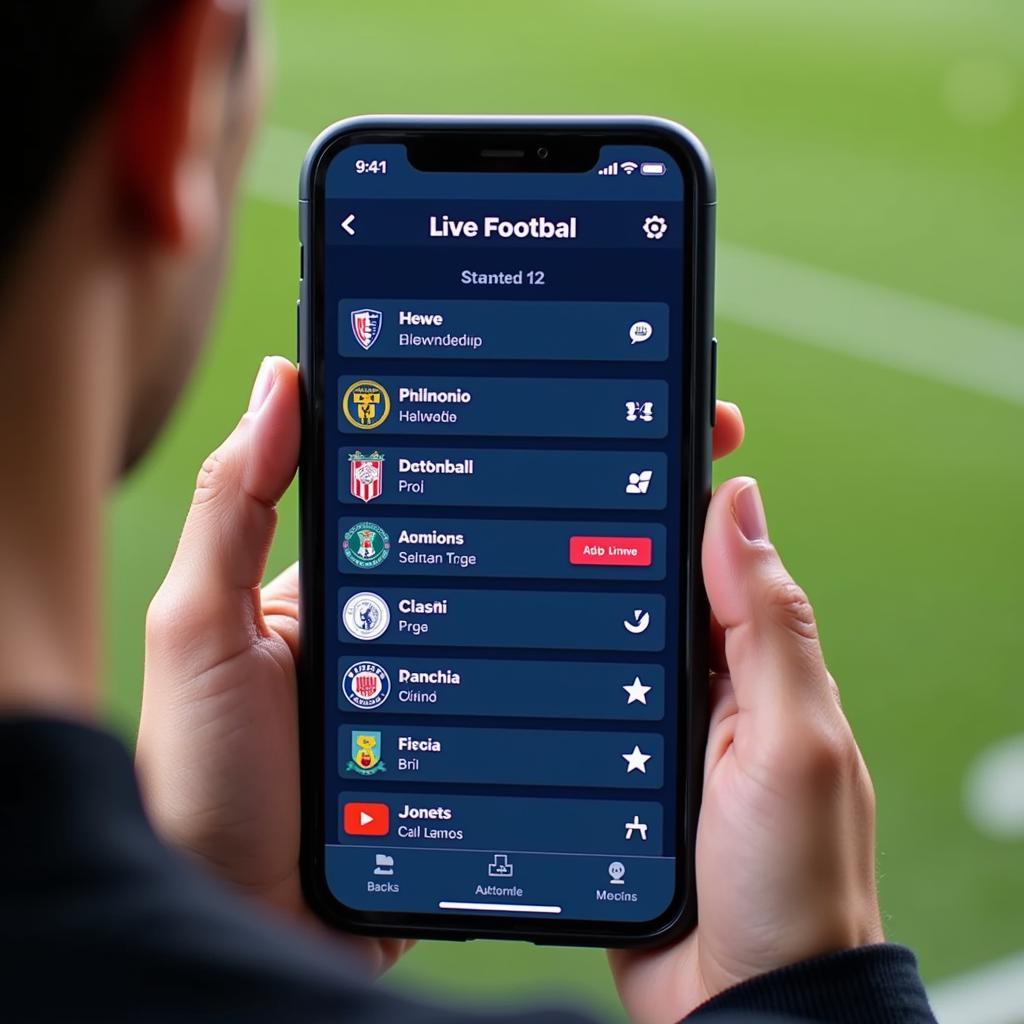 Checking live football scores on a smartphone