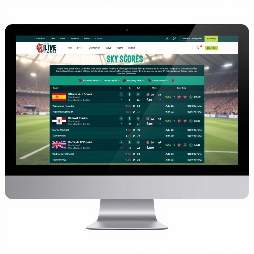 Live Football Scores Displayed on a Desktop Website