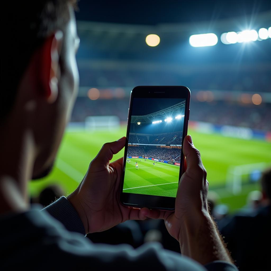 Watching live football streaming on a mobile phone