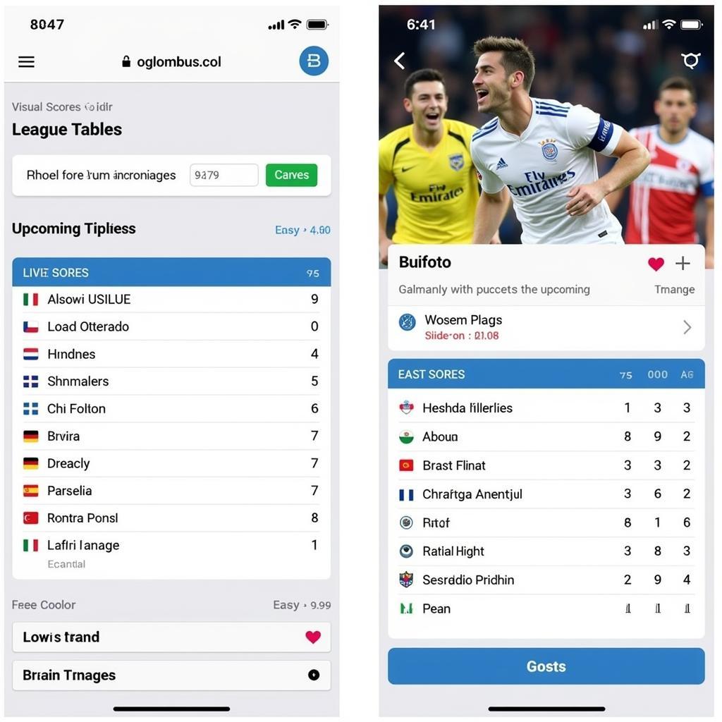 Live Score App Interface