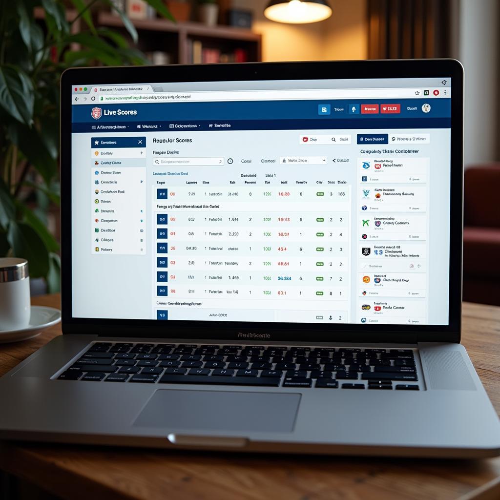 Live score website on a laptop