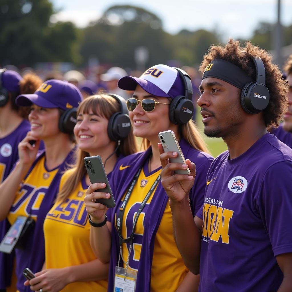 LSU Football Fans Listening on Mobile